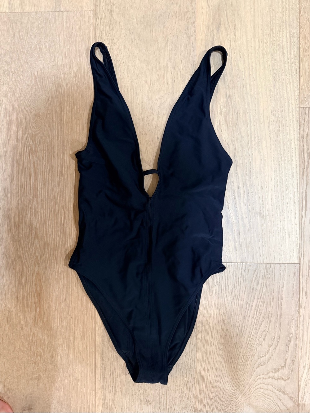 AllSaints Black Deep V One-Piece Swimsuit